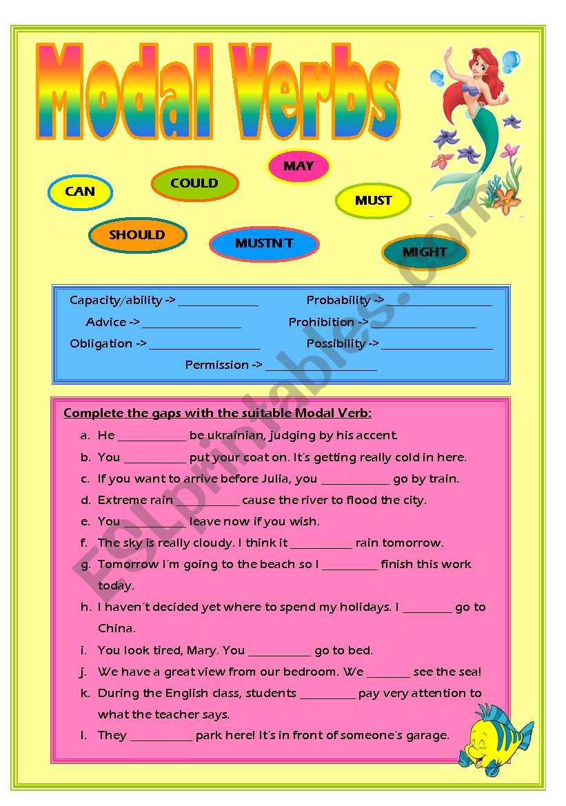 Modal Verbs worksheet