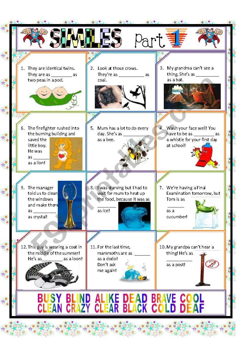 SIMILES PART 1/4 worksheet