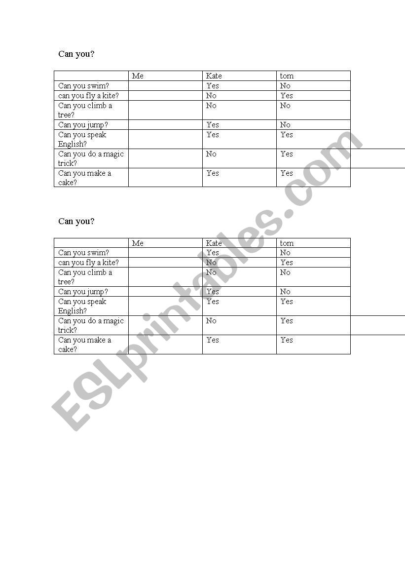 can you? worksheet