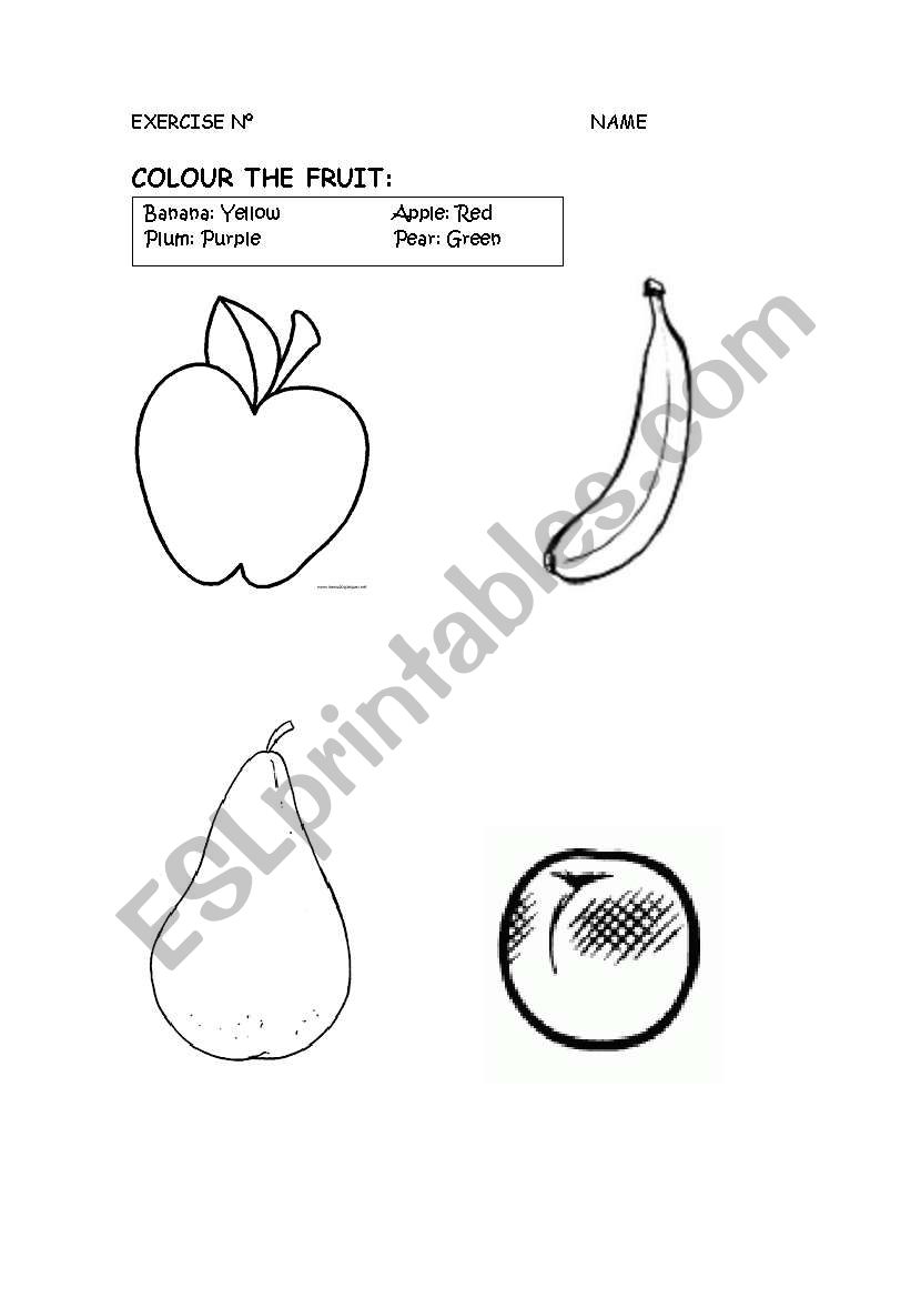 Colour the fruit worksheet