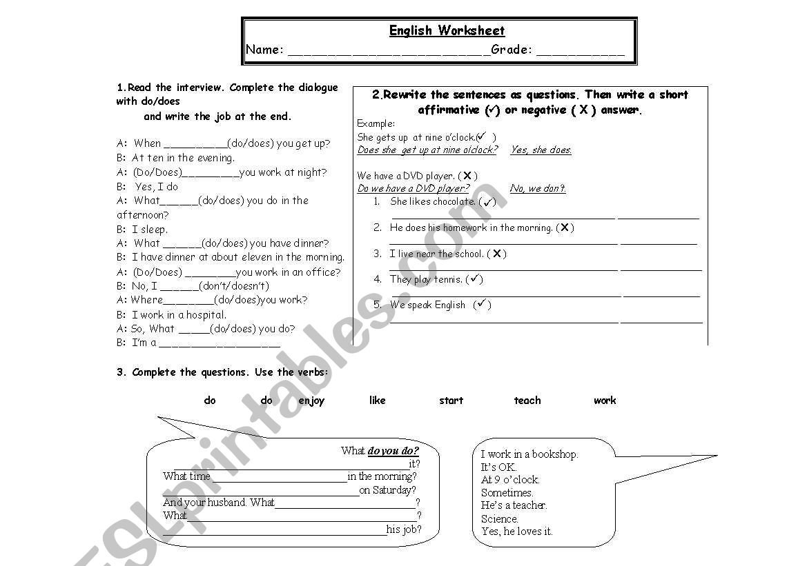 Present Simple  worksheet