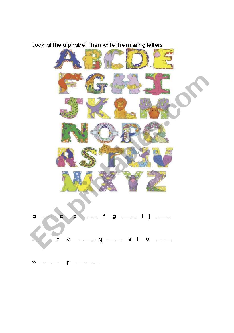 alphabet worksheet
