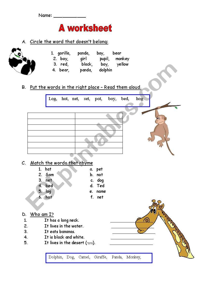 Sounds  worksheet