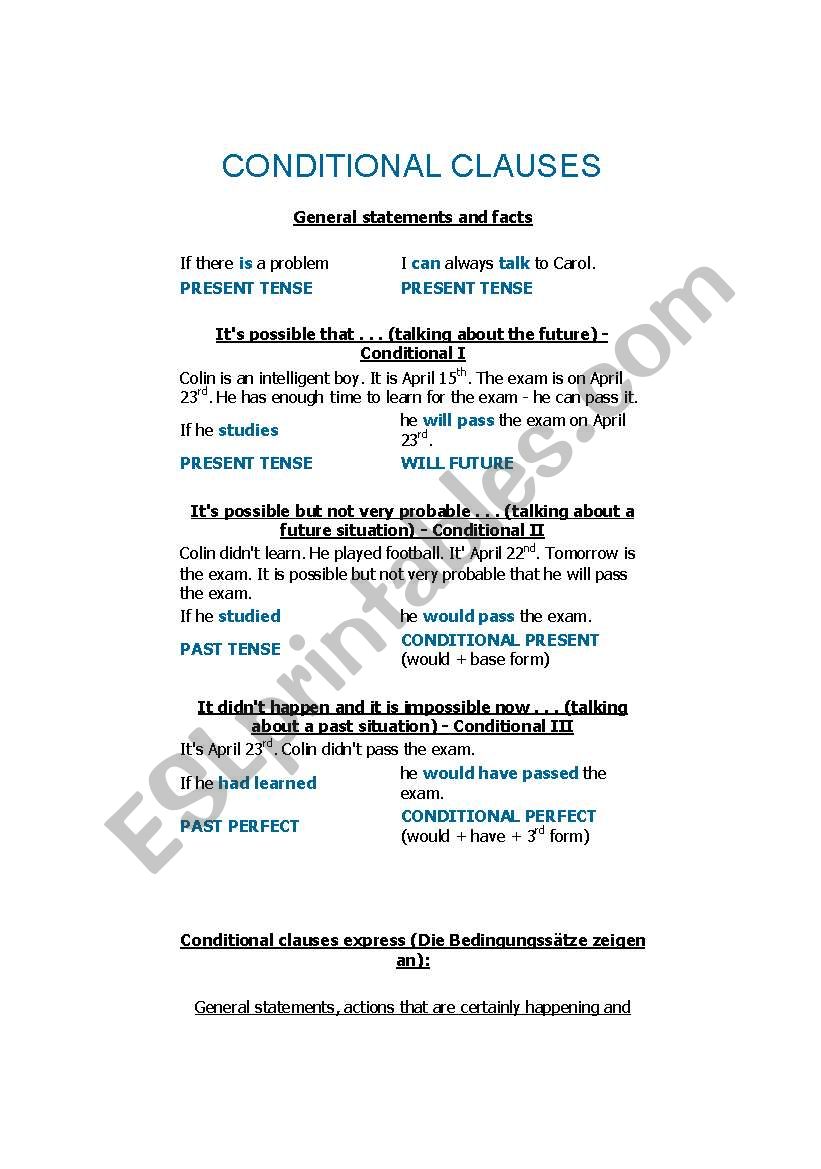 conditional clauses worksheet