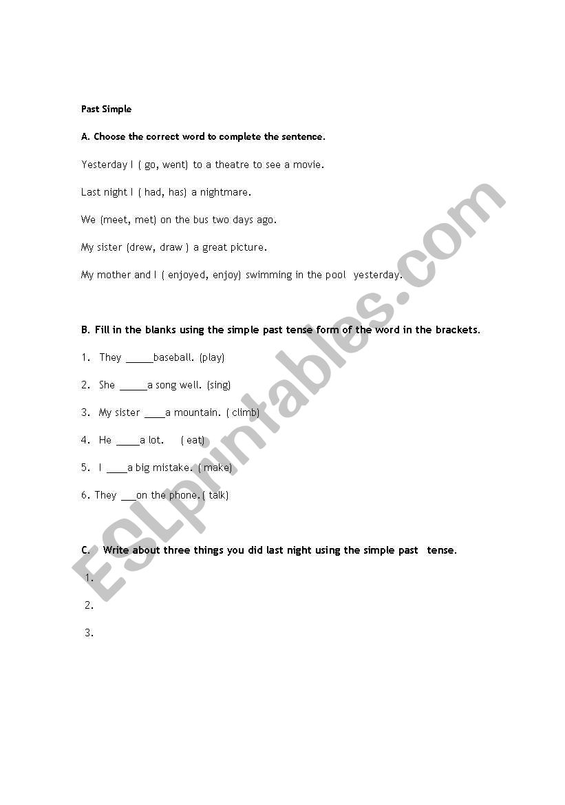 Past  Simple worksheet