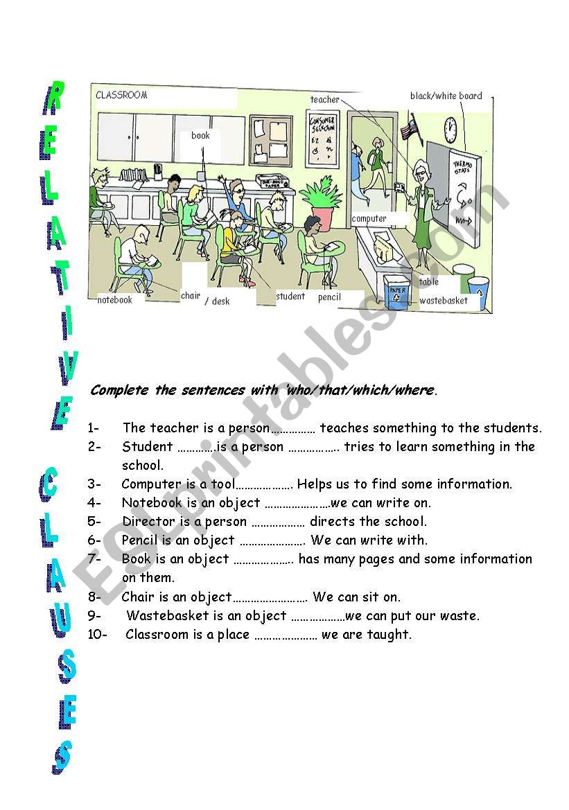 relative clause exercises worksheet
