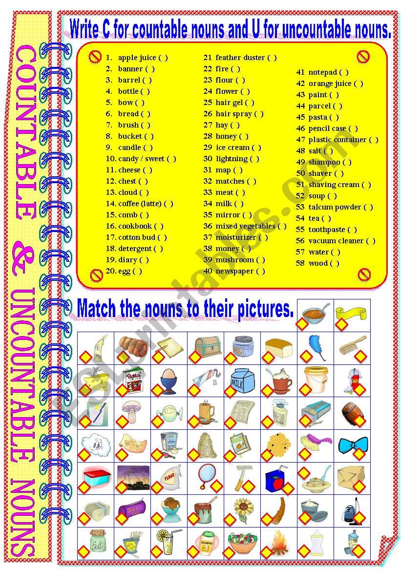 Countable and Uncountable Nouns ** fully editable