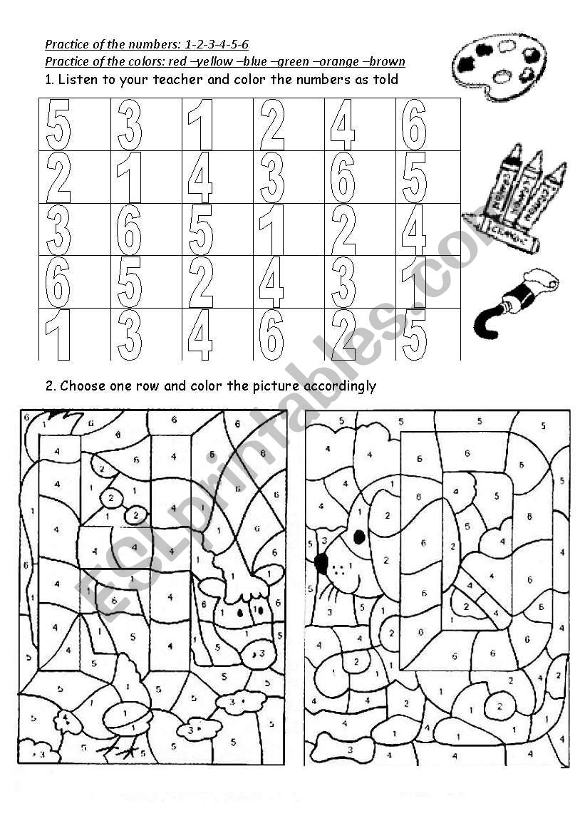 Number and Colour Practice worksheet