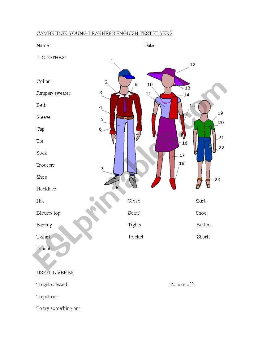 clothes worksheet