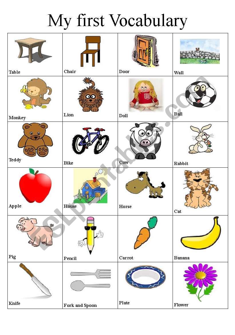 My first vocabulary worksheet