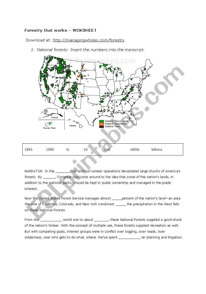 Forestry that works - documentary worksheet