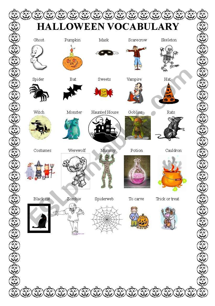 Halloween vocabulary worksheet