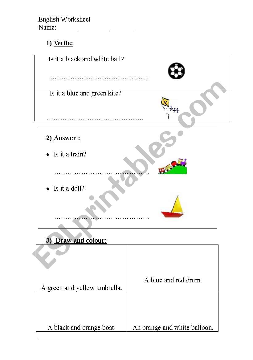 Colours and Toys worksheet