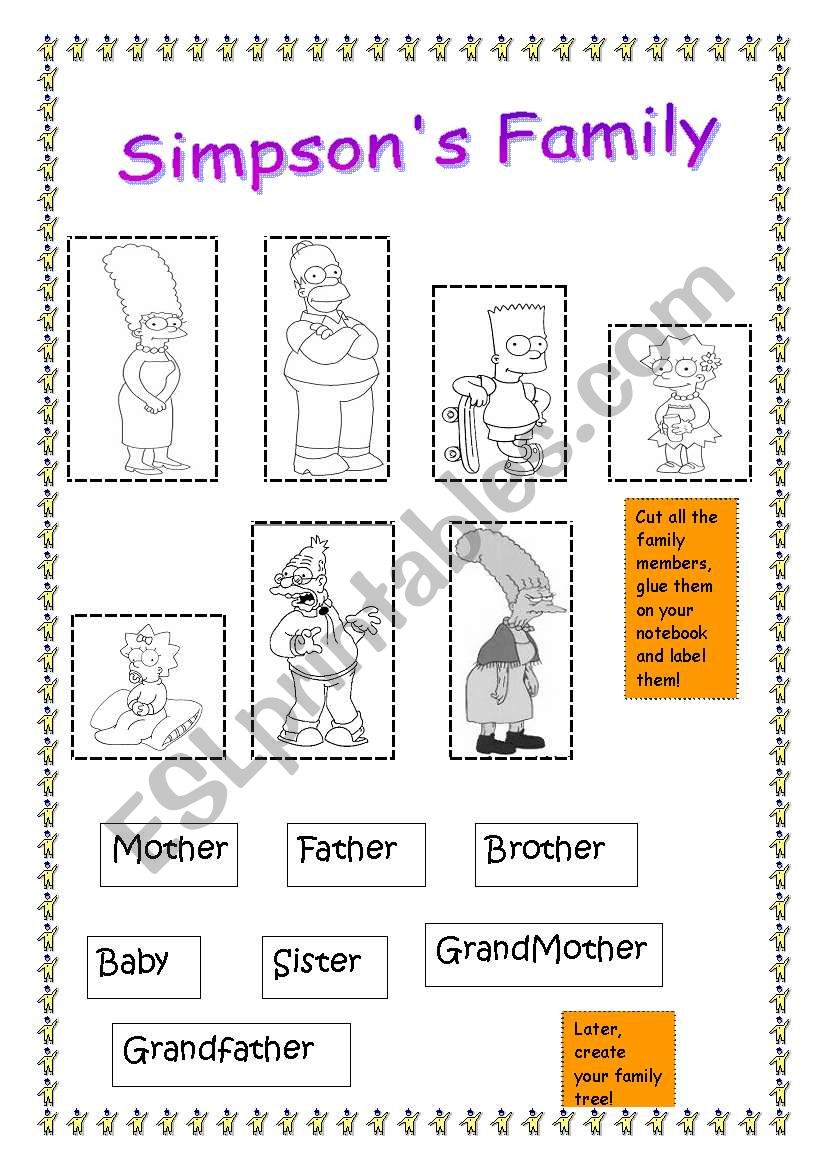 simpsonÂ´s family worksheet
