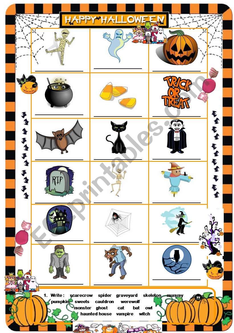 Halloween Picture Dictionary Exercise - REUPLOAD
