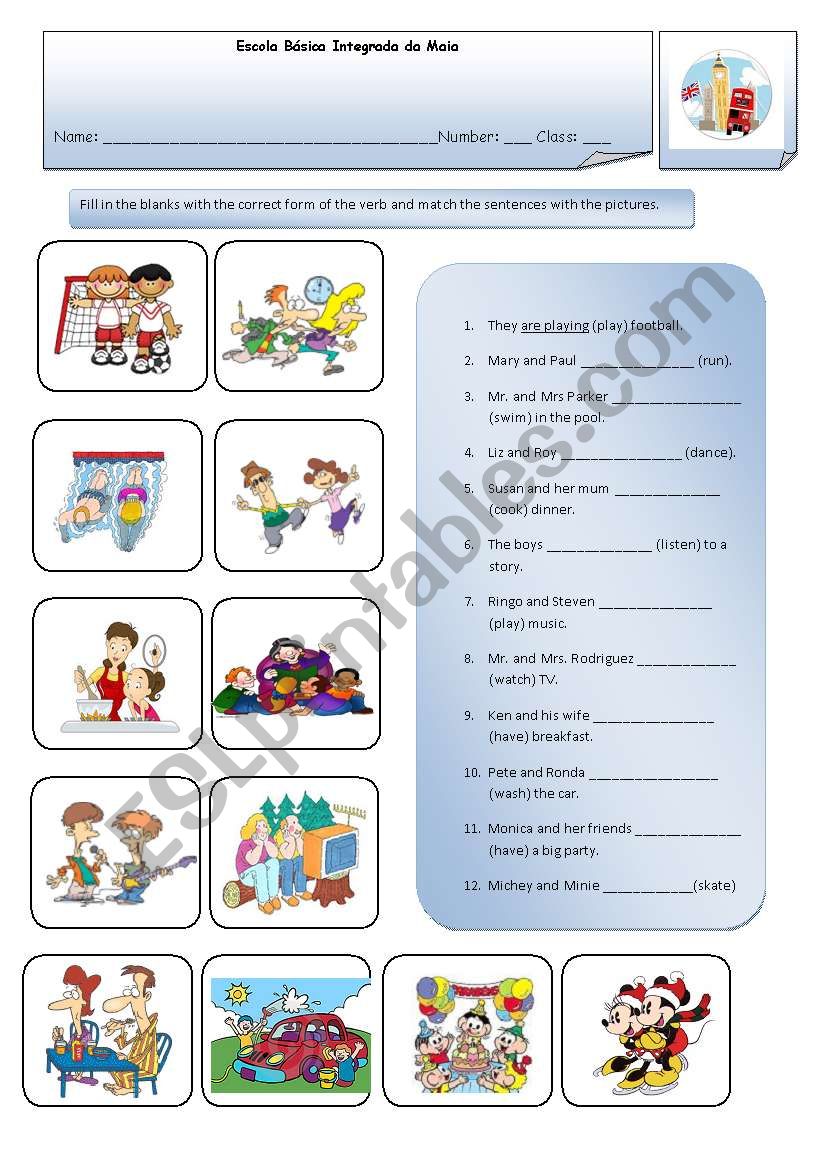 Present continuous worksheet