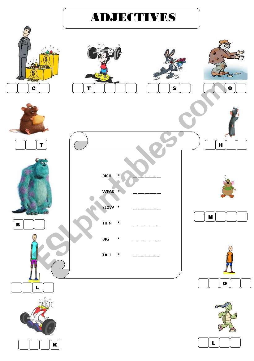 adjectives worksheet