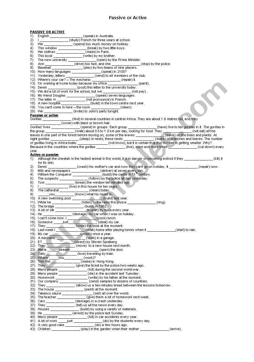 passive vs. active (all tenses)
