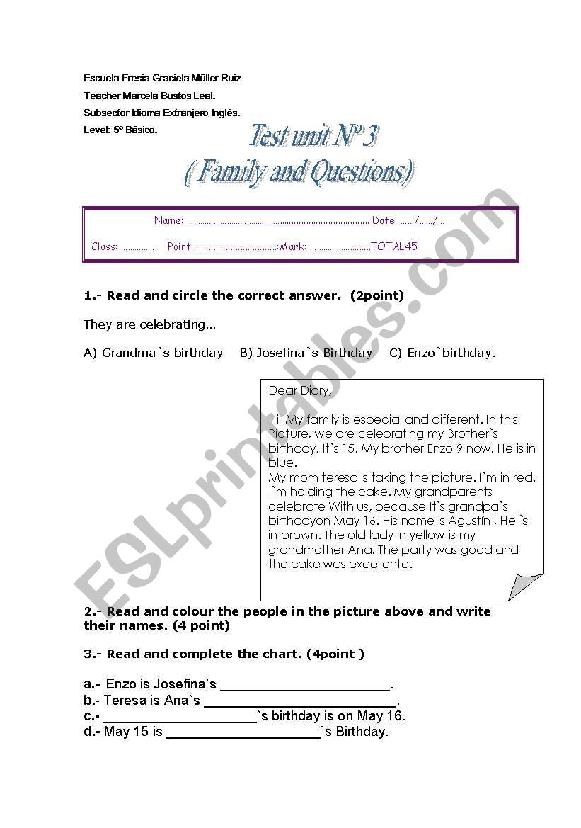 enghils test worksheet