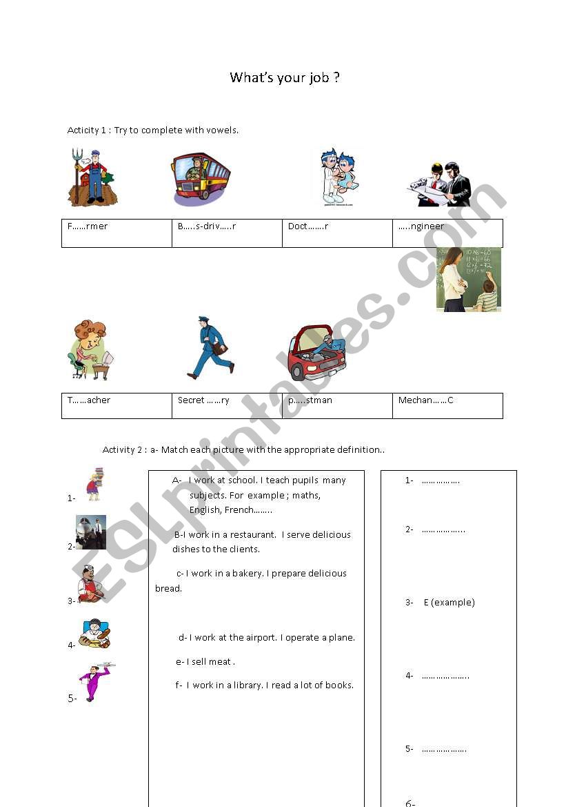 jobs worksheet