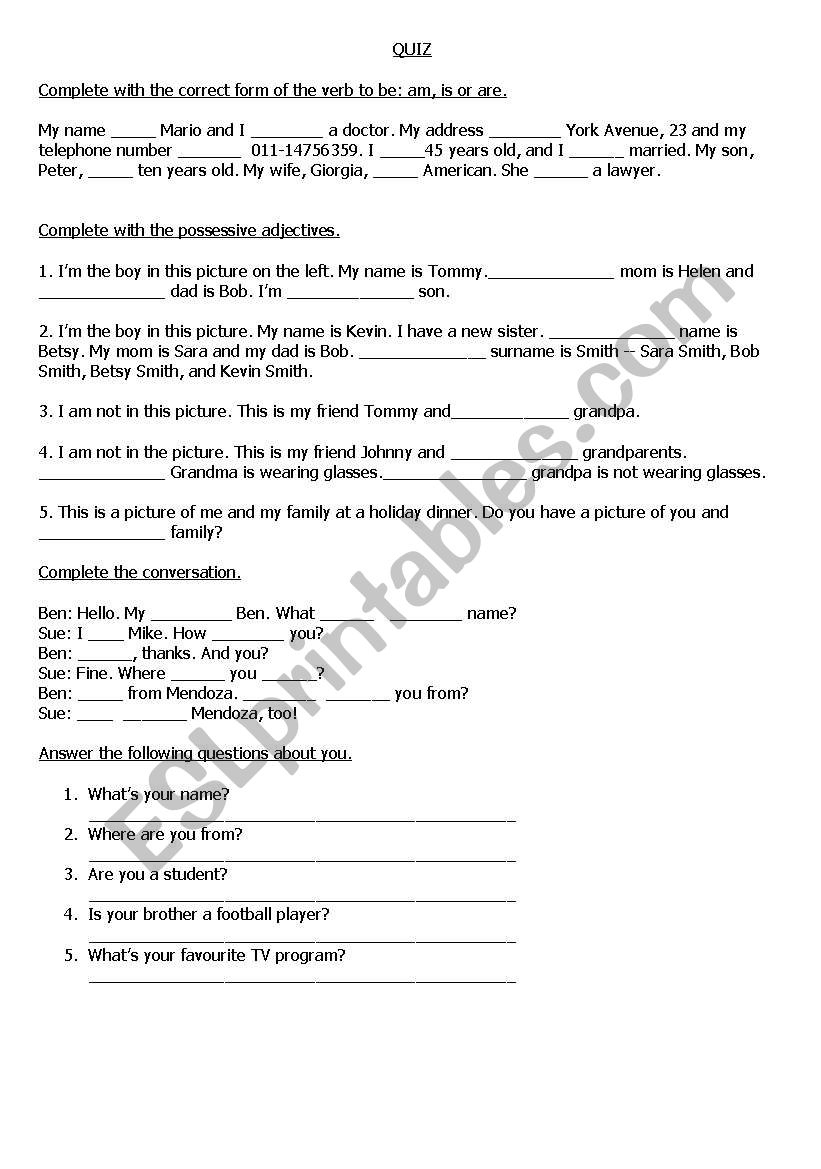 Quiz worksheet