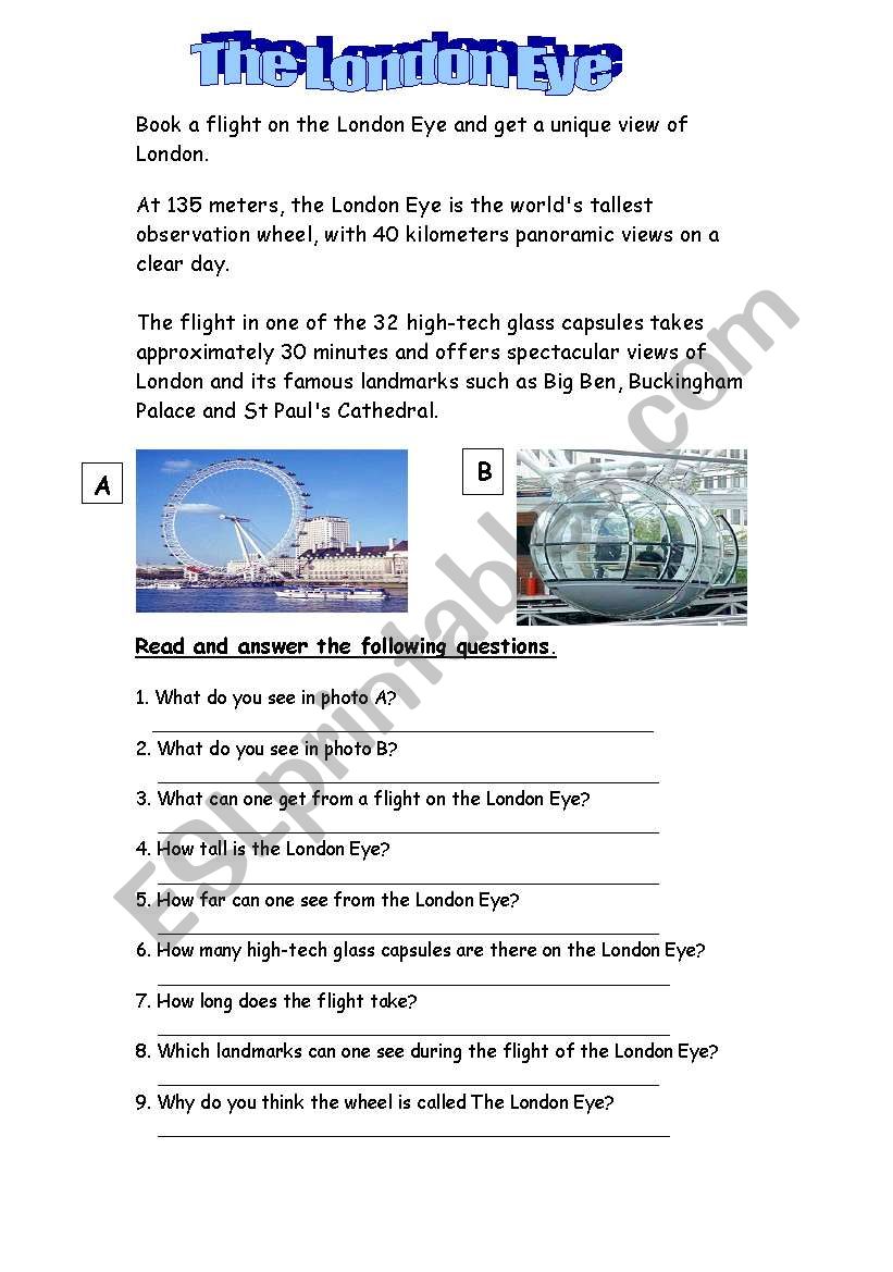 The London Eye worksheet