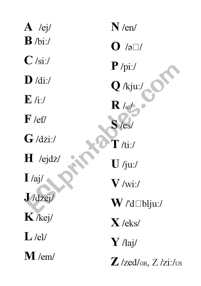 English worksheets: The Alphabet