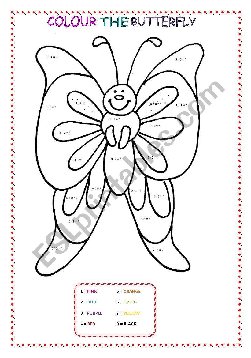 colouring butterfly - ESL worksheet by bonnybelle