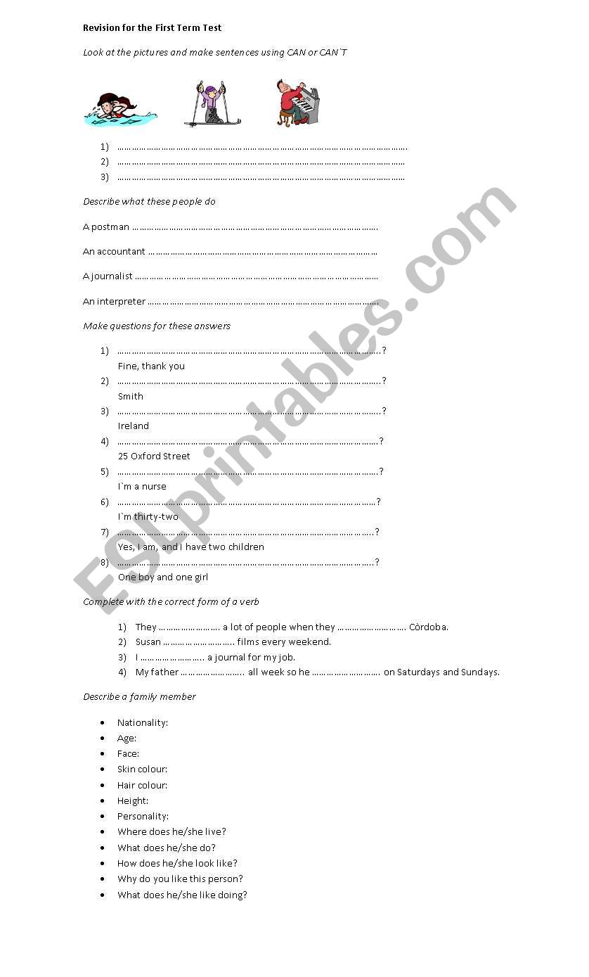 Revision Adults Elementary worksheet