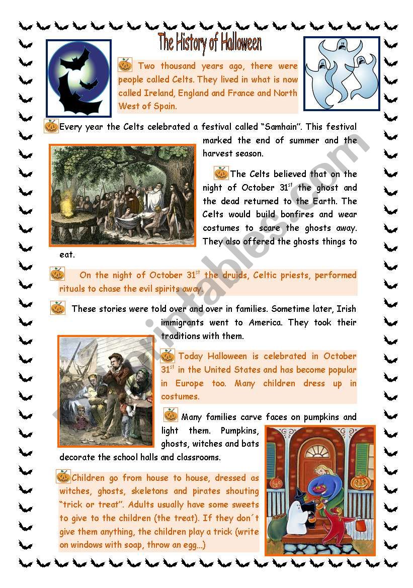 The History of Halloween worksheet