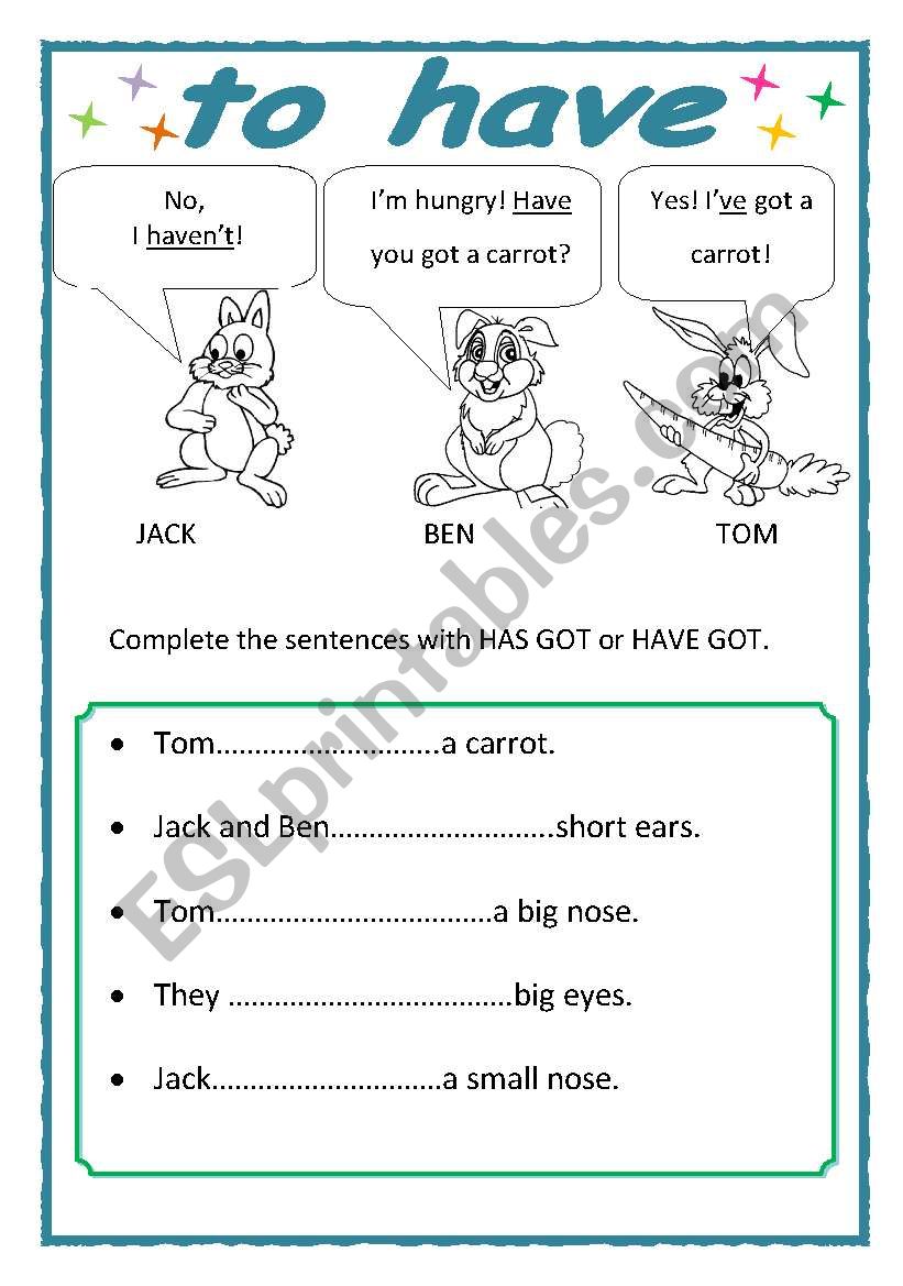 TO HAVE worksheet