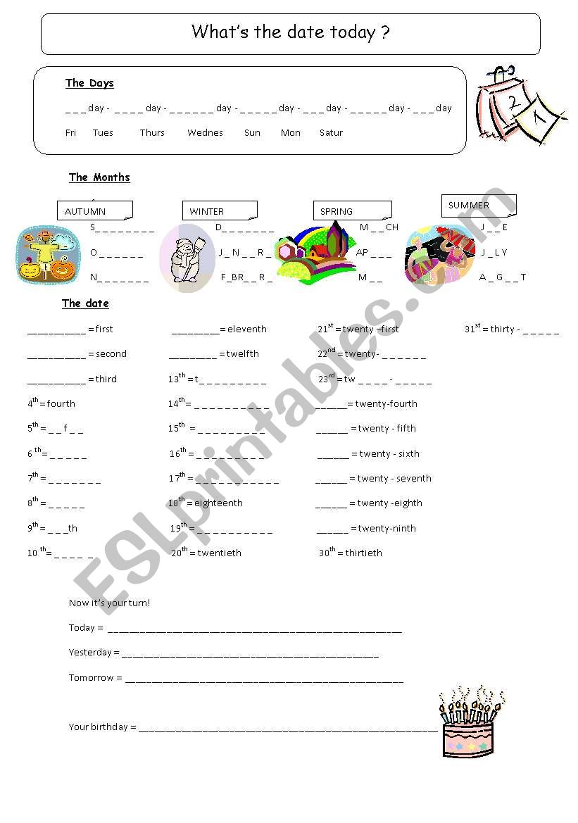 WhatÂ´s the date today? worksheet