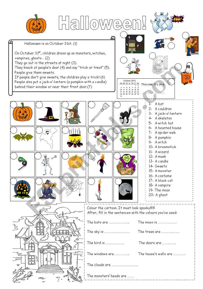 halloween  worksheet