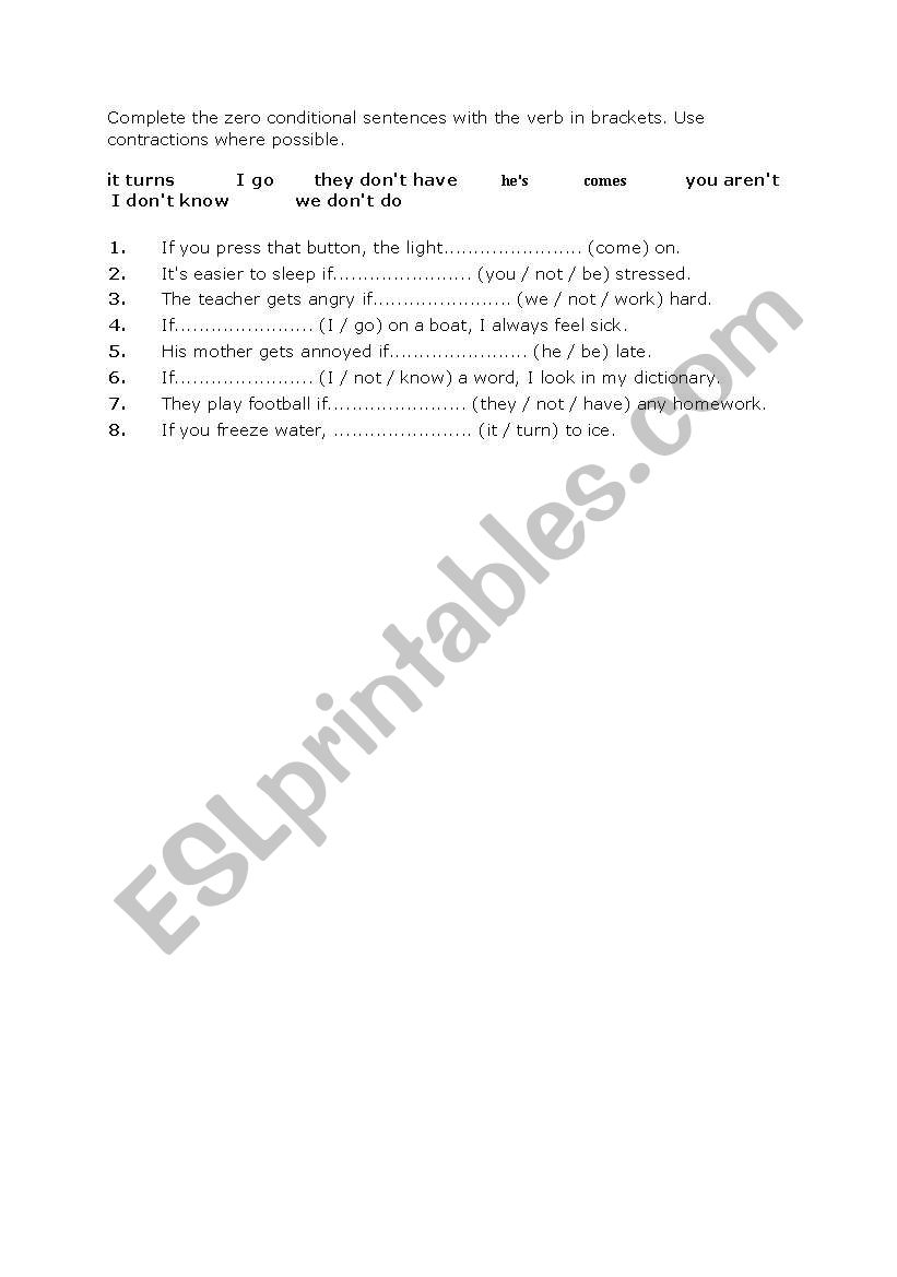 conditionals worksheet