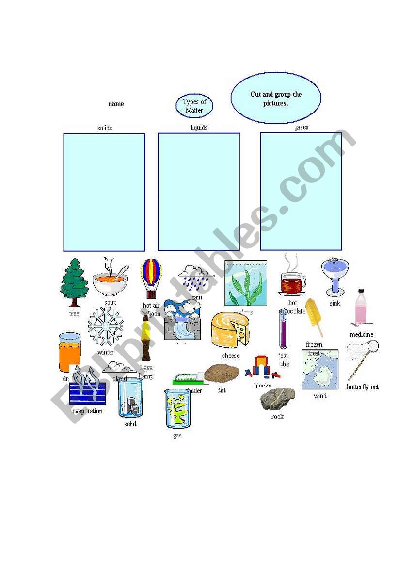 States of matter worksheet