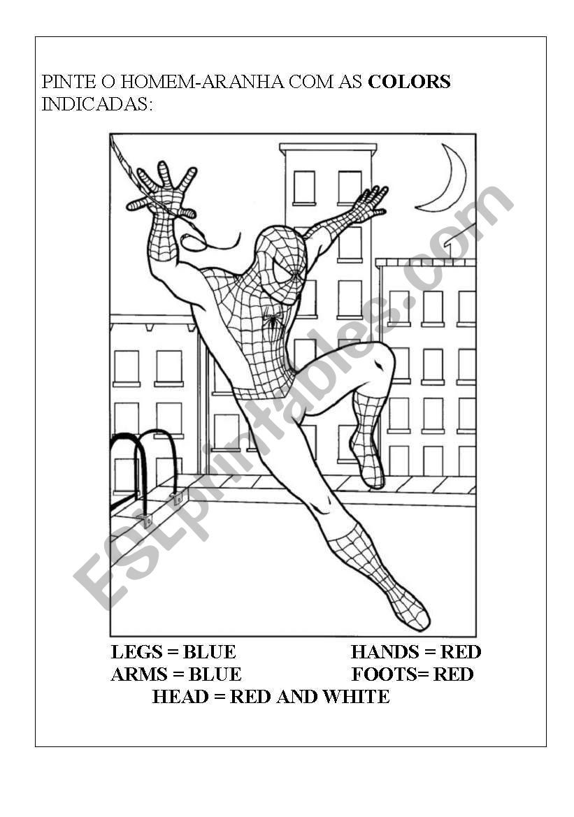 Spiderman body worksheet