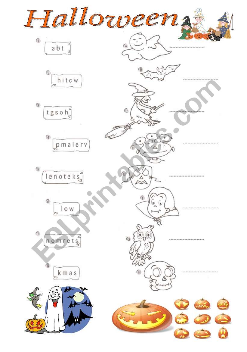 Halloween words worksheet