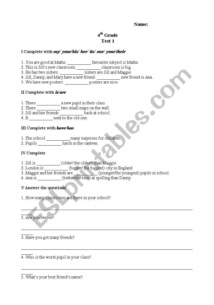 school worksheet