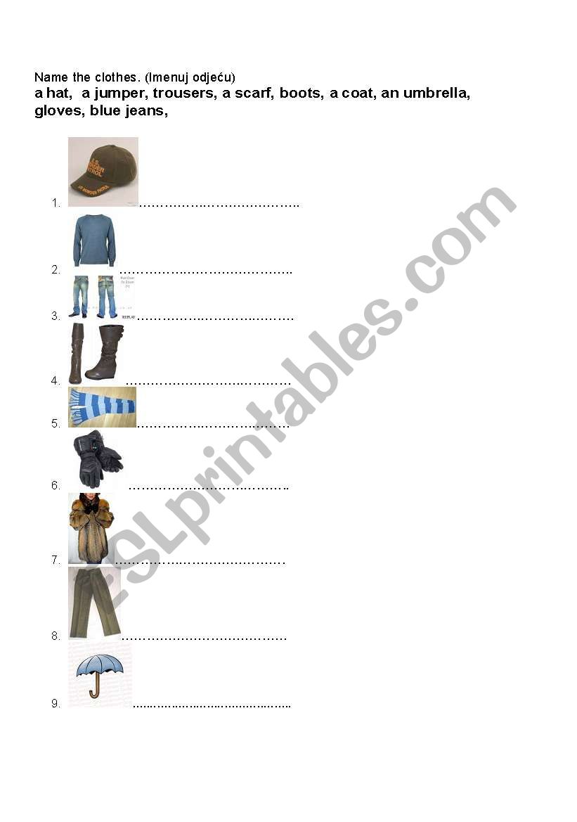 Clothes worksheet