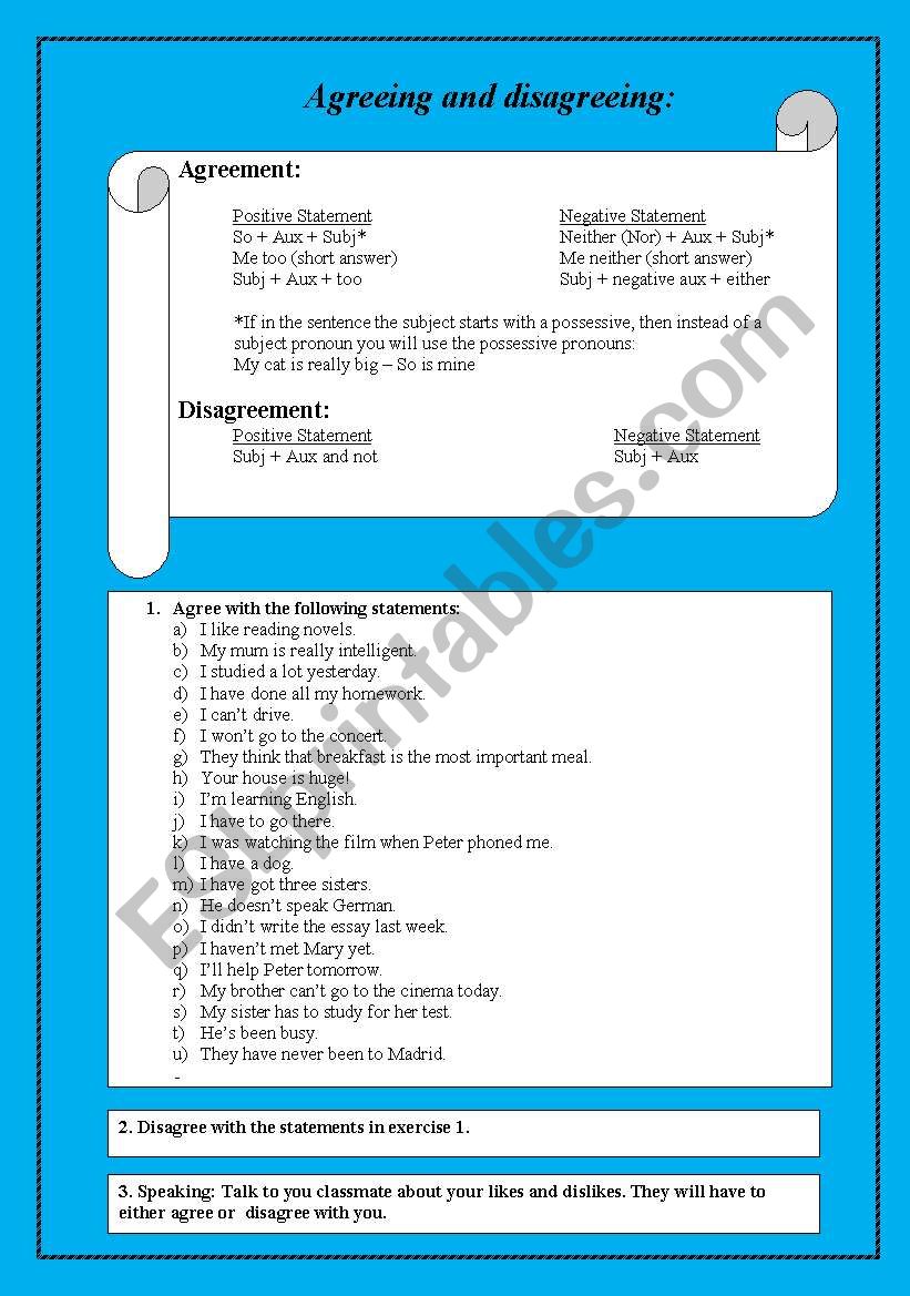 Teaching: Agreeing and disagreeing