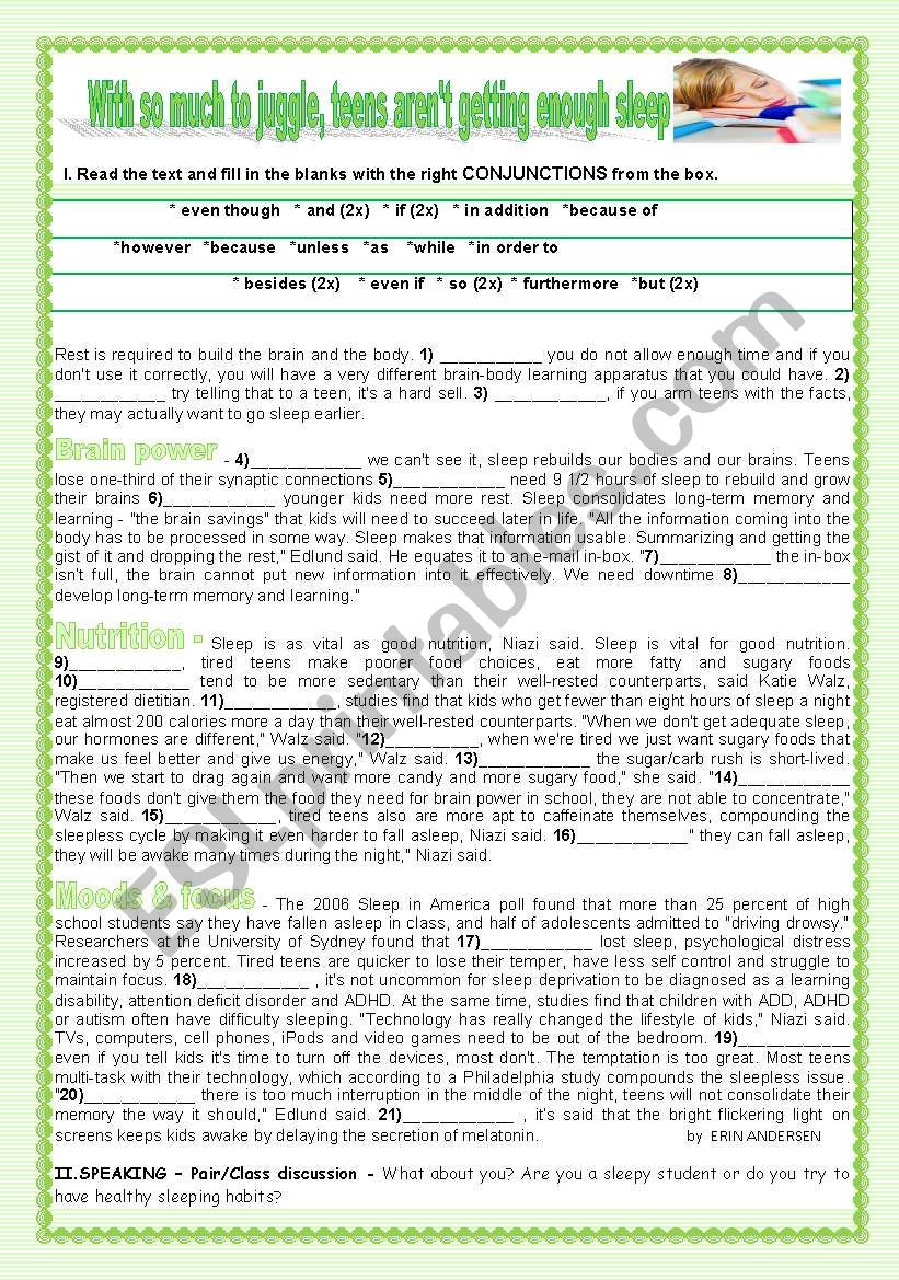 WITH SO MUCH TO JUGGLE, TEENS ARENÂ´T GETTING ENOUGH SLEEP - PART II