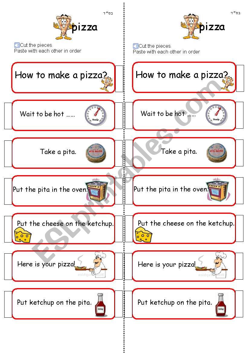 Recipe for pizza worksheet