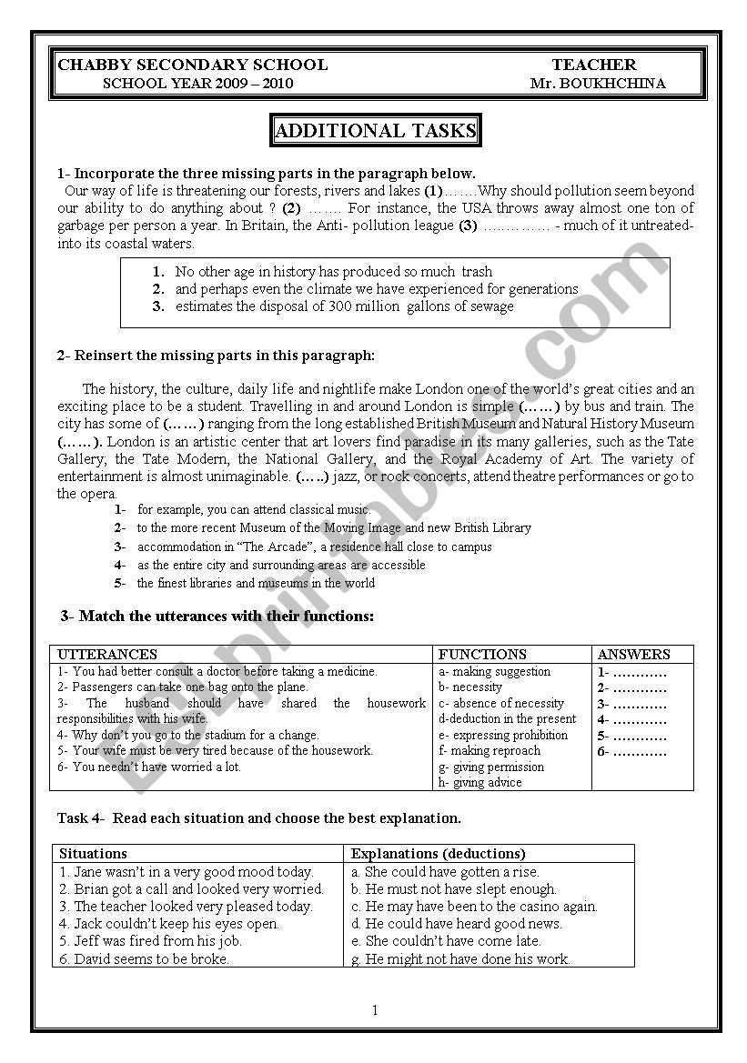 MIXED LANGUAGE TASKS worksheet