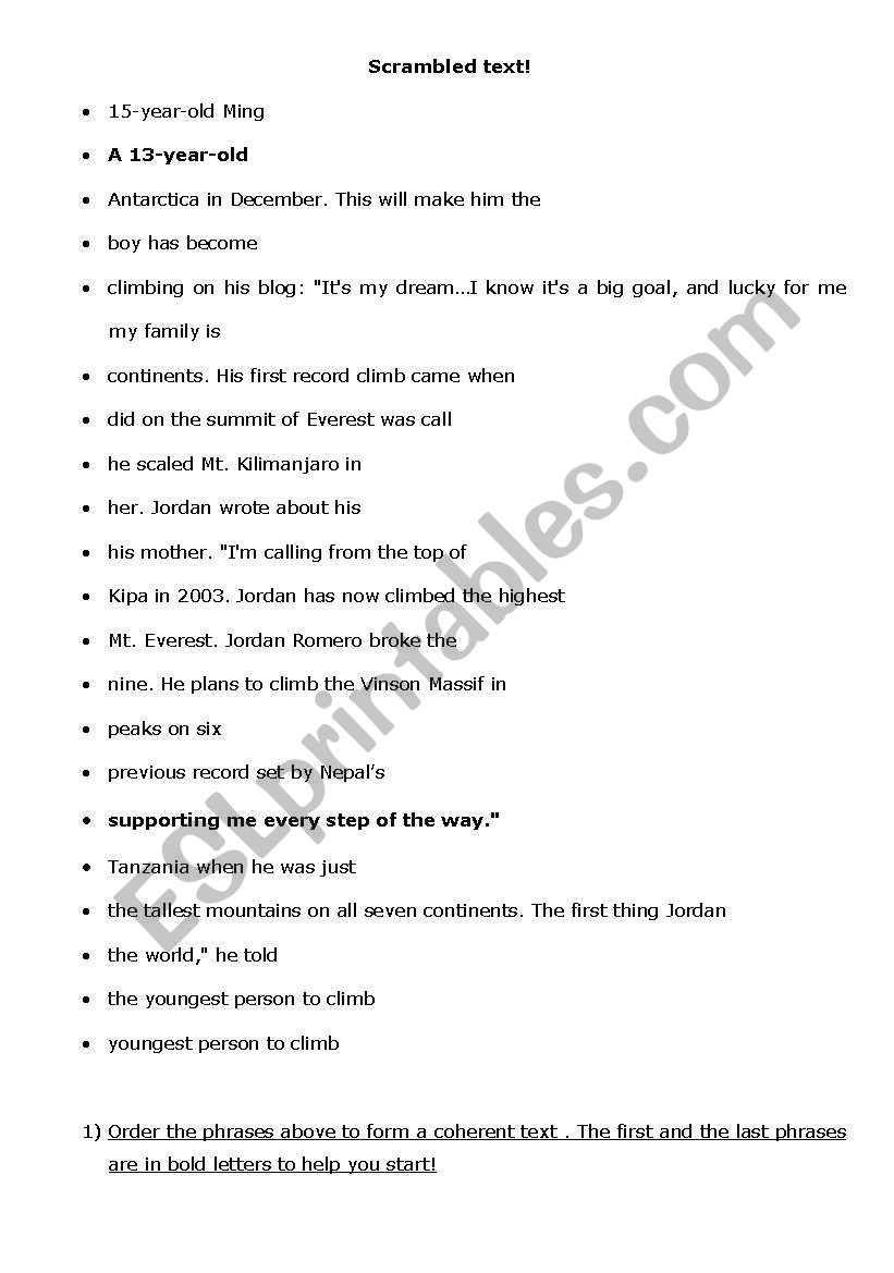 Scrambled text! worksheet