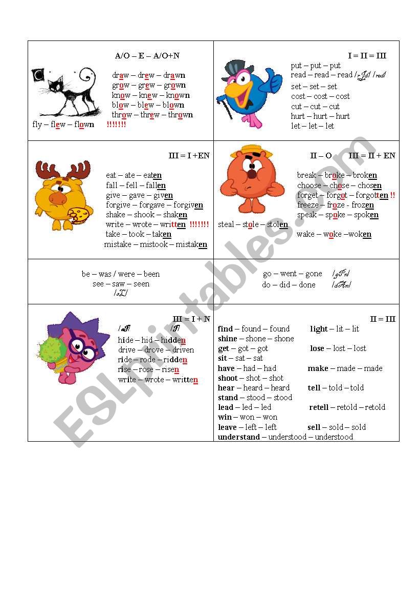 Irregular verbs Part II worksheet