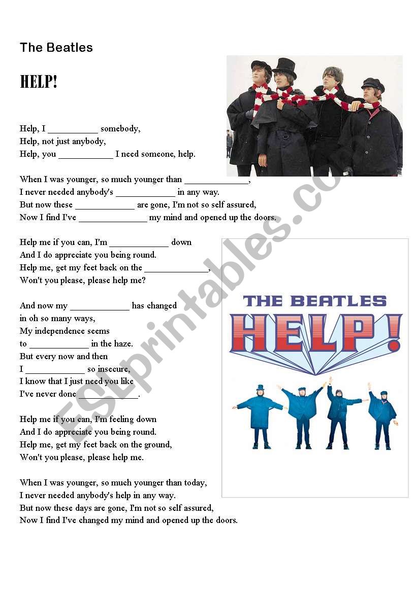 A song -Help- by The Beatles worksheet