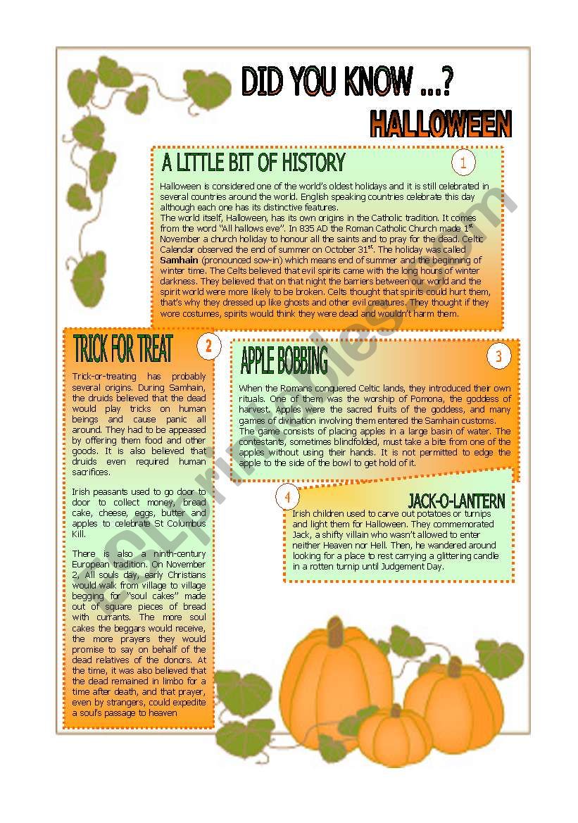 Did you know.... HALLOWEEN. worksheet