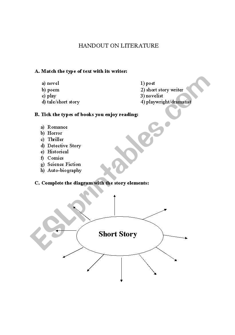 Handout on Literature worksheet