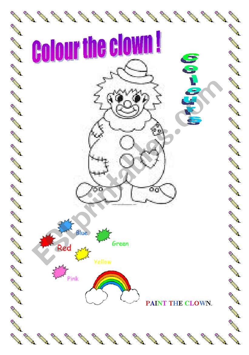 Colour the clown worksheet