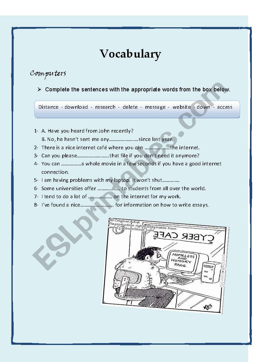 Computers worksheet